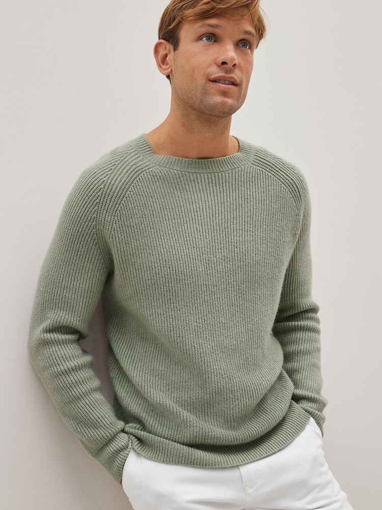Sage Green Regular Cosy Rib Knit Crew Jumper - Image 1 of 9