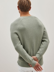 Sage Green Regular Cosy Rib Knit Crew Jumper - Image 3 of 9