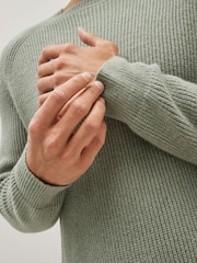 Sage Green Regular Cosy Rib Knit Crew Jumper - Image 5 of 9