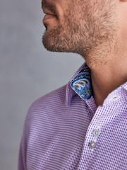 Pink Regular Fit Single Cuff Signature Textured Trimmed Formal Shirt - Image 5 of 9