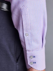 Pink Regular Fit Single Cuff Signature Textured Trimmed Formal Shirt - Image 6 of 9