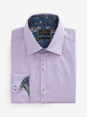 Pink Regular Fit Single Cuff Signature Textured Trimmed Formal Shirt - Image 7 of 9