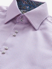 Pink Regular Fit Single Cuff Signature Textured Trimmed Formal Shirt - Image 8 of 9