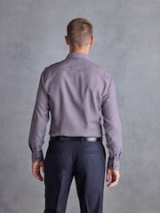 Brown/Navy Blue Regular Fit Single Cuff Signature Textured Trimmed Formal Shirt - Image 3 of 7