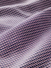 Brown/Navy Blue Regular Fit Single Cuff Signature Textured Trimmed Formal Shirt - Image 7 of 7