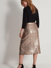 M&Co Brown Sequin Animal Midi Skirt - Image 2 of 5