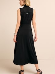 Black High Neck Sleeveless Zip Midi Dress - Image 2 of 5