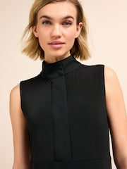 Black High Neck Sleeveless Zip Midi Dress - Image 3 of 5