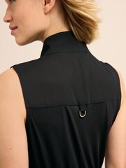 Black High Neck Sleeveless Zip Midi Dress - Image 4 of 5