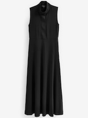Black High Neck Sleeveless Zip Midi Dress - Image 5 of 5