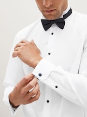 White Occasion Wing Collar Double Cuff Cotton Shirt - Image 4 of 8