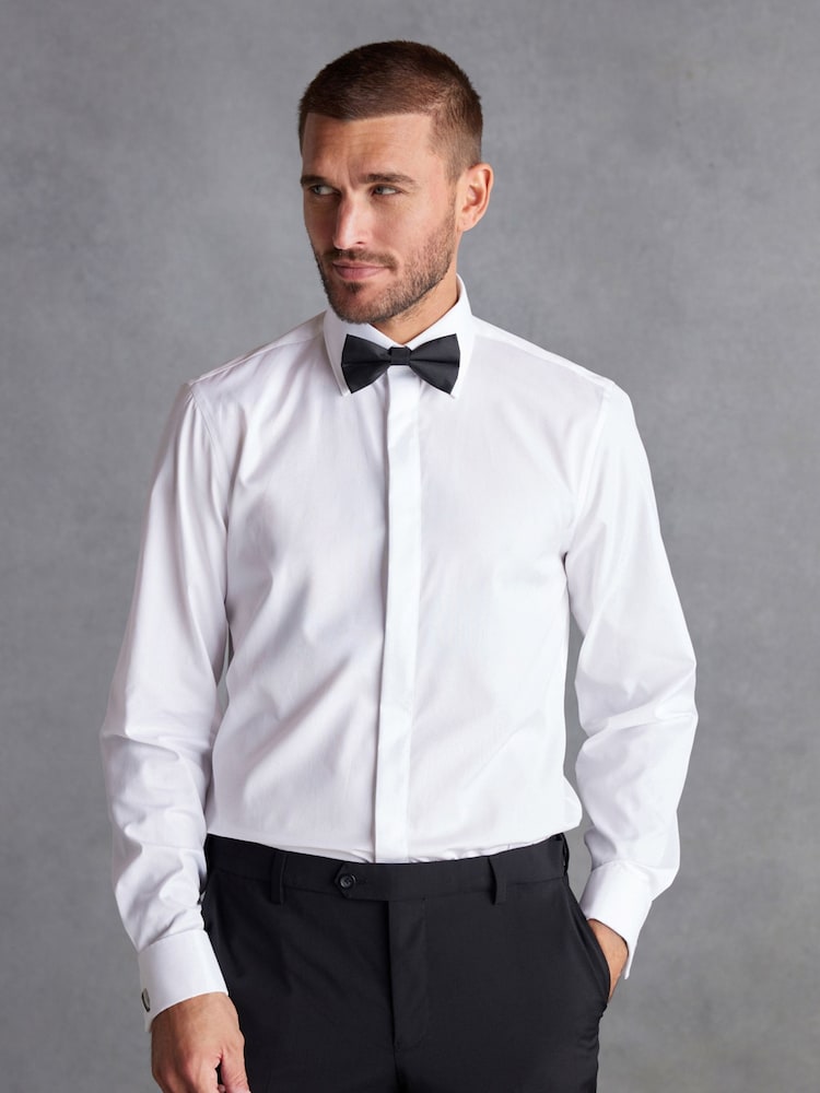 White Signature Occasion 100% Cotton Shirt And Black Bow Tie Pack - Image 1 of 7
