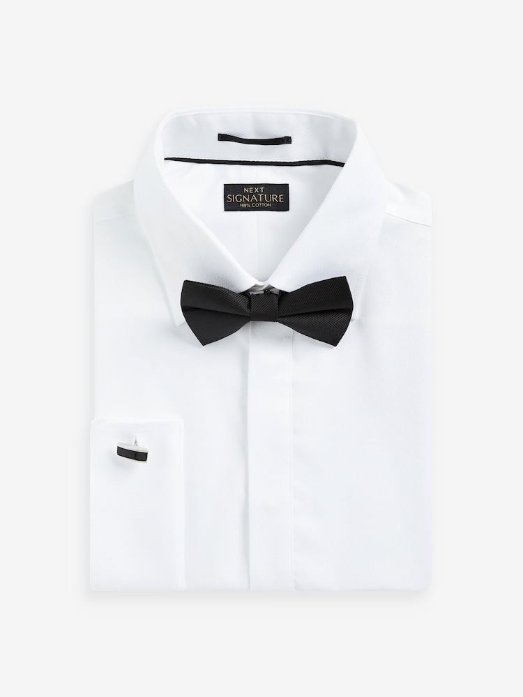 White Signature Occasion 100% Cotton Shirt And Black Bow Tie Pack - Image 6 of 7
