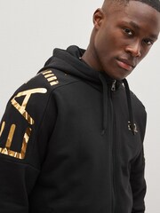 Emporio Armani EA7 Shoulder Logo Zip Through Black Hoodie - Image 3 of 4