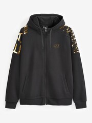 Emporio Armani EA7 Shoulder Logo Zip Through Black Hoodie - Image 4 of 4