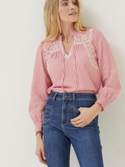 FatFace Red Nellie Stripe Blouse - Image 1 of 5