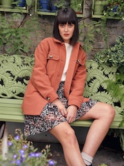FatFace Brown Plain Thea Shacket - Image 2 of 6