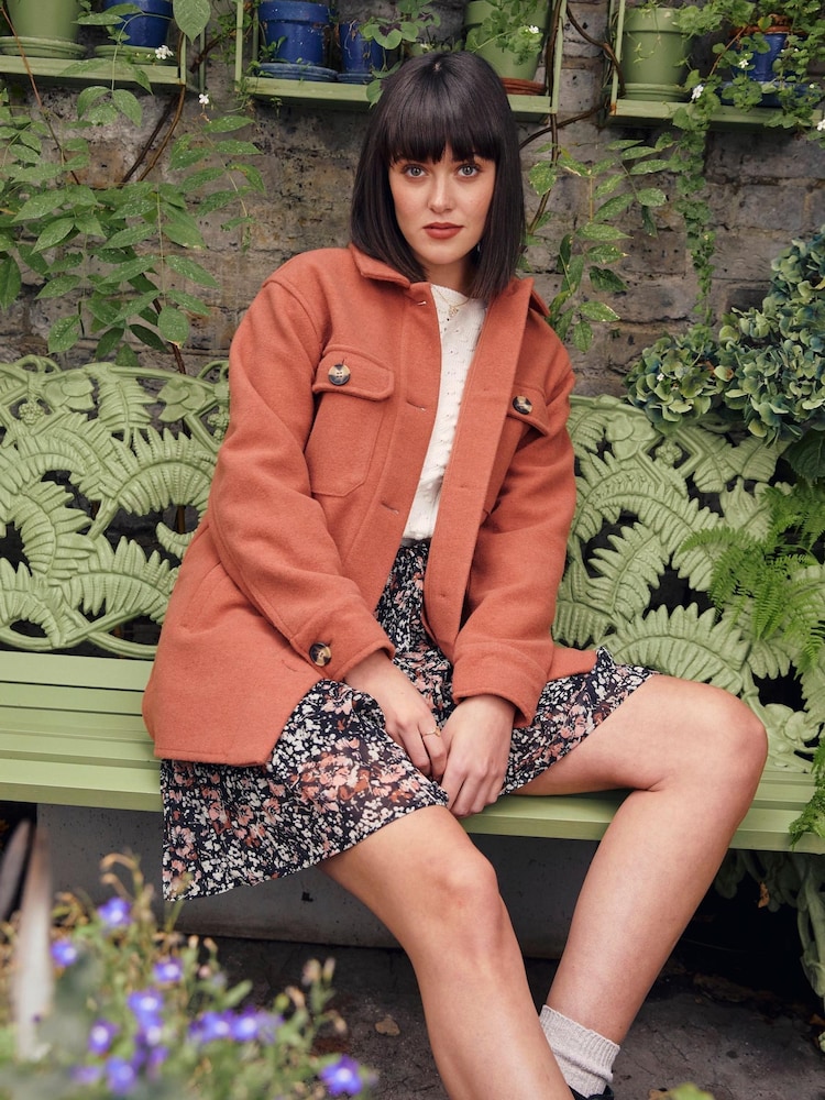 FatFace Brown Plain Thea Shacket - Image 2 of 6