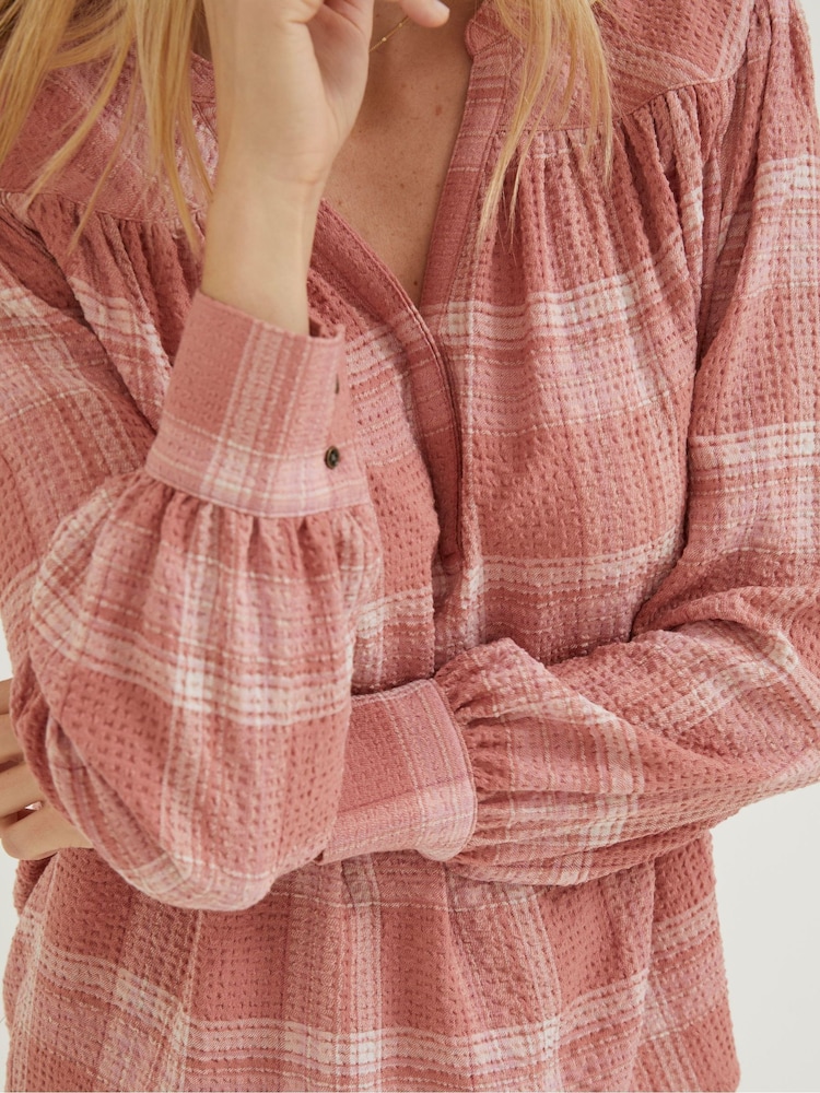 FatFace Brown Check Lou Blouse - Image 10 of 10