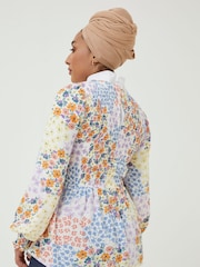 FatFace Natural Fran Meadow Patch Shirred Top - Image 2 of 5