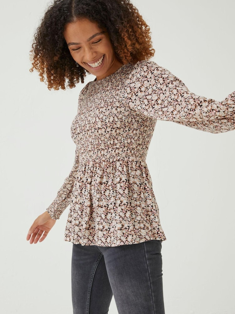 FatFace Brown Meadow Spring Fran Shirred Top - Image 1 of 6