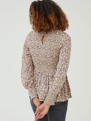 FatFace Brown Meadow Spring Fran Shirred Top - Image 2 of 6