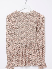 FatFace Brown Meadow Spring Fran Shirred Top - Image 6 of 6