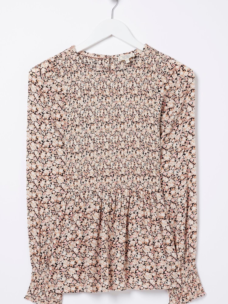 FatFace Brown Meadow Spring Fran Shirred Top - Image 6 of 6