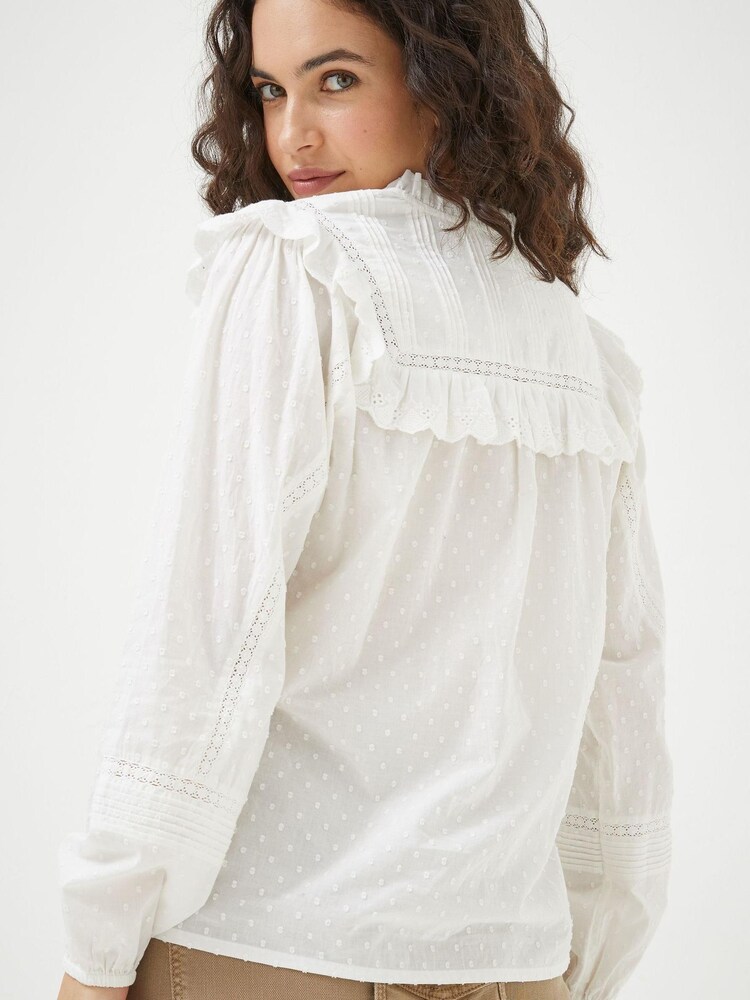 FatFace White Frill Rowan Blouse - Image 2 of 8 FatFace White Frill Rowan Blouse - Image 2 of 8