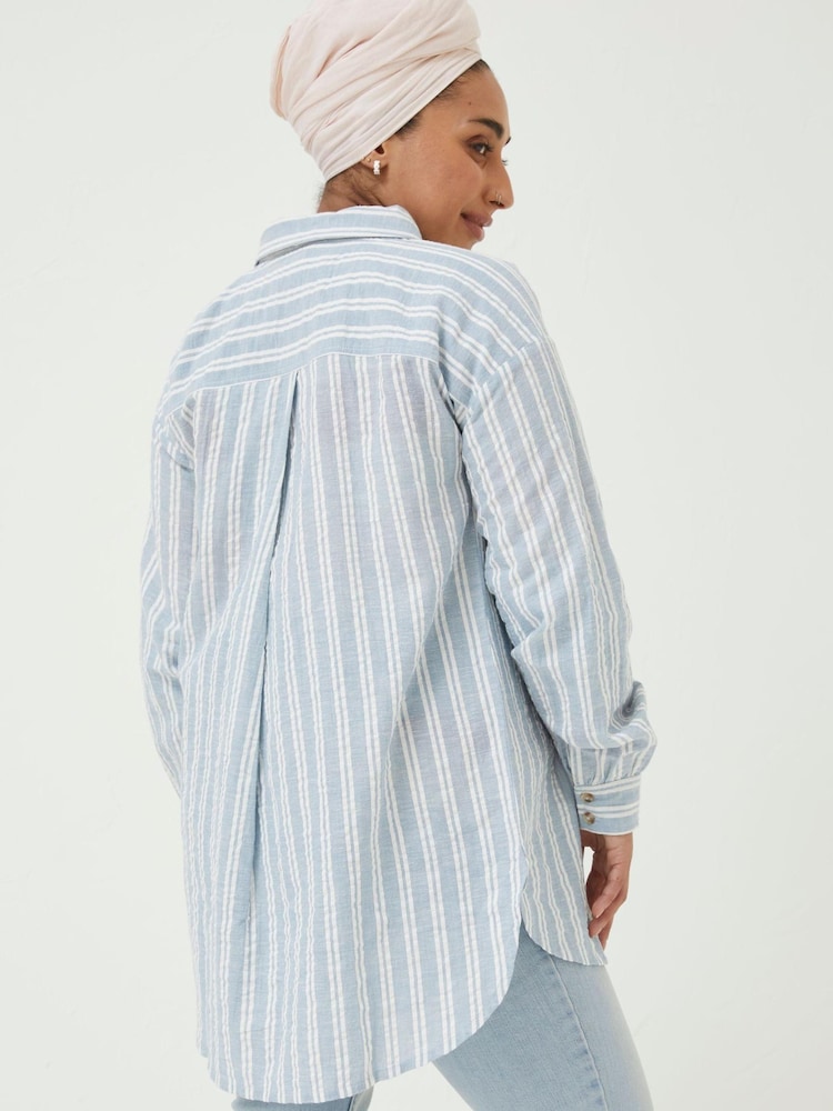 FatFace Blue Billie Stripe Longline Shirt - Image 2 of 6 FatFace Blue Billie Stripe Longline Shirt - Image 2 of 6