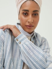 FatFace Blue Billie Stripe Longline Shirt - Image 4 of 6