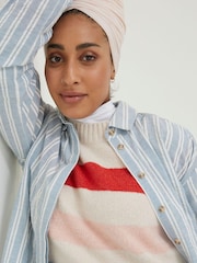 FatFace Blue Billie Stripe Longline Shirt - Image 5 of 6
