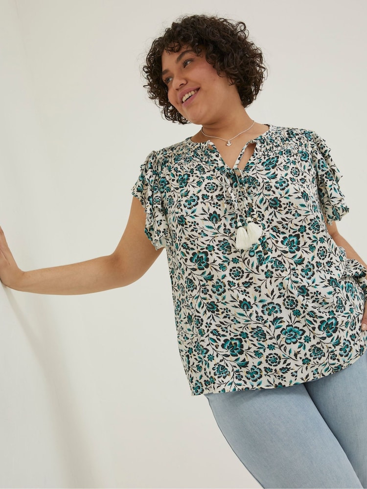 FatFace Natural Kai Sketched Floral Top - Image 1 of 3
