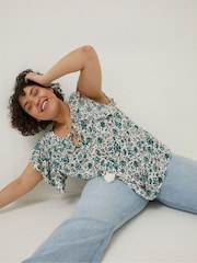 FatFace Natural Kai Sketched Floral Top - Image 3 of 3