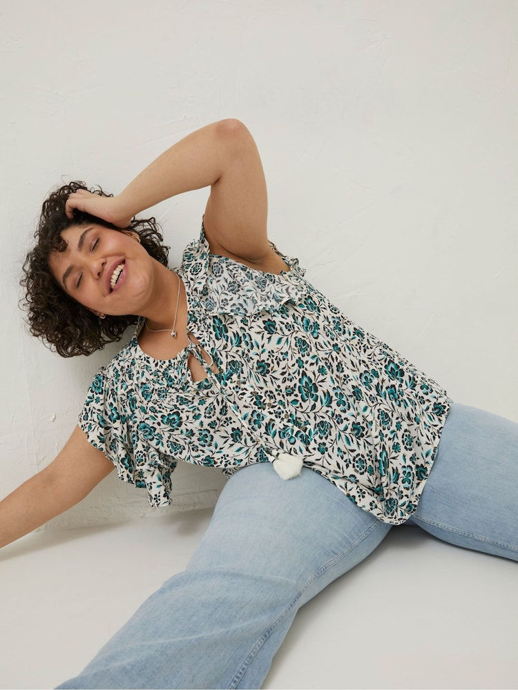 FatFace Natural Kai Sketched Floral Top - Image 3 of 3