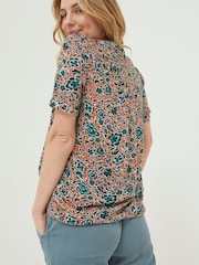 FatFace Orange Jodie Sketched Floral Blouse - Image 2 of 4