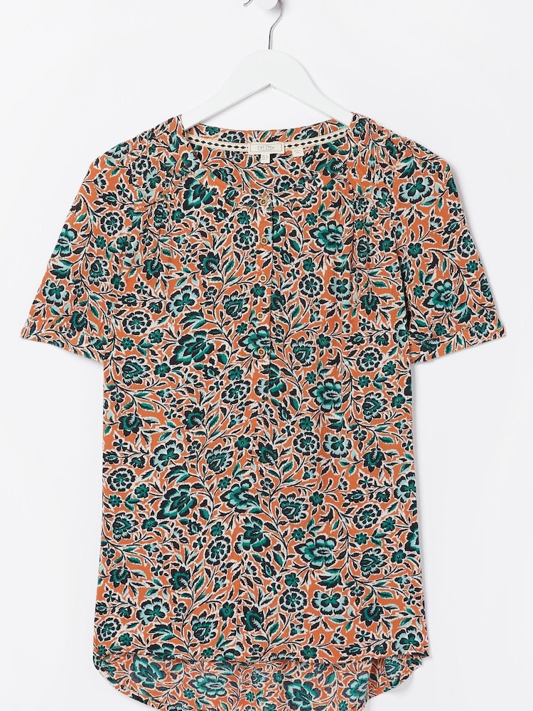 FatFace Orange Jodie Sketched Floral Blouse - Image 4 of 4