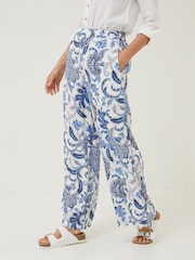 FatFace Natural Palace Floral Palazzo Trousers - Image 1 of 3