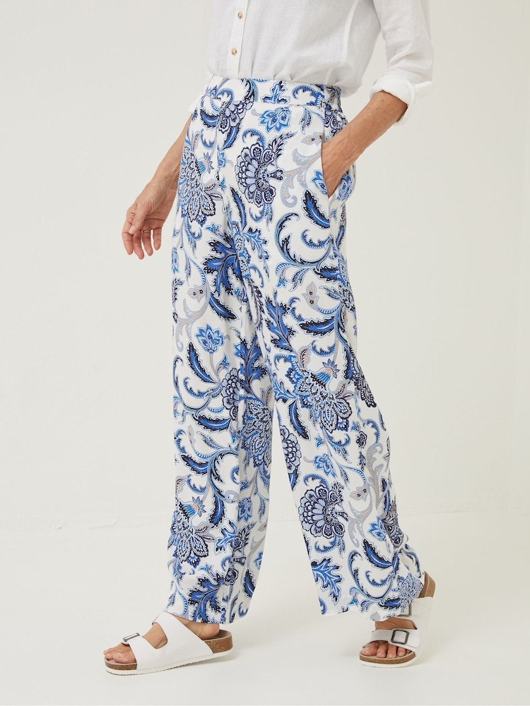 FatFace Natural Palace Floral Palazzo Trousers - Image 1 of 3