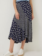 FatFace Blue Naomi Daisy Midi Skirt - Image 1 of 4