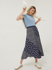 FatFace Blue Naomi Daisy Midi Skirt - Image 3 of 4
