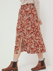 FatFace Brown Hayward Blush Midi Skirt - Image 1 of 4