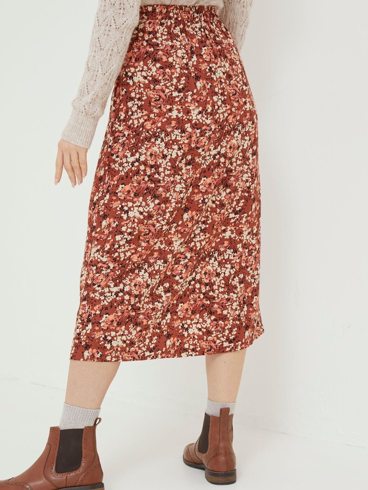 FatFace Brown Hayward Blush Midi Skirt - Image 2 of 4