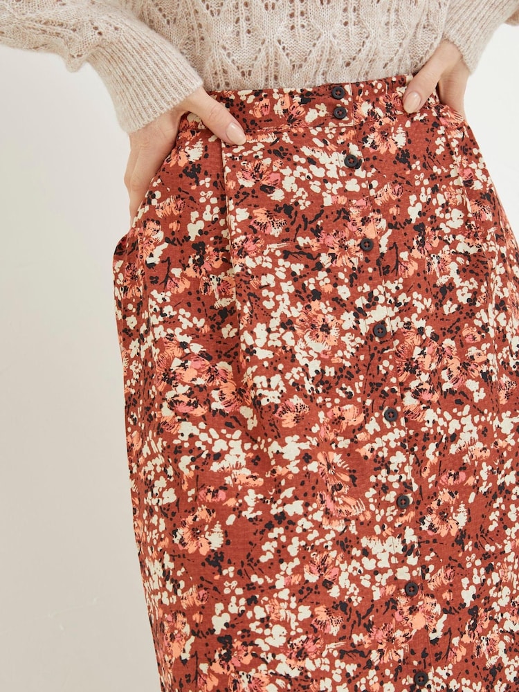 FatFace Brown Hayward Blush Midi Skirt - Image 4 of 4