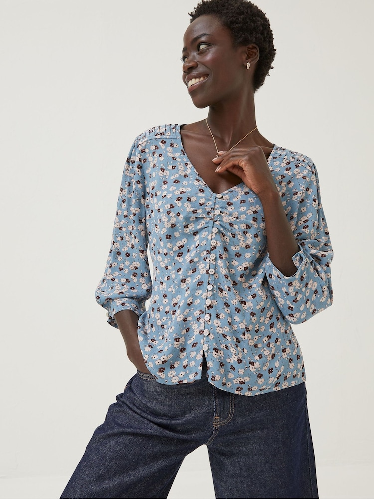 FatFace Blue Beatrice Tonal Floral Blouse - Image 1 of 5