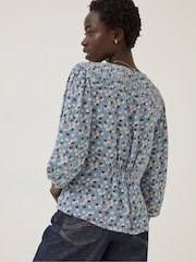 FatFace Blue Beatrice Tonal Floral Blouse - Image 2 of 5