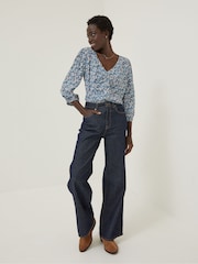 FatFace Blue Beatrice Tonal Floral Blouse - Image 3 of 5