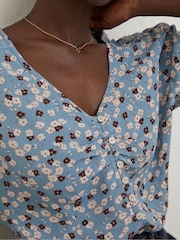 FatFace Blue Beatrice Tonal Floral Blouse - Image 4 of 5