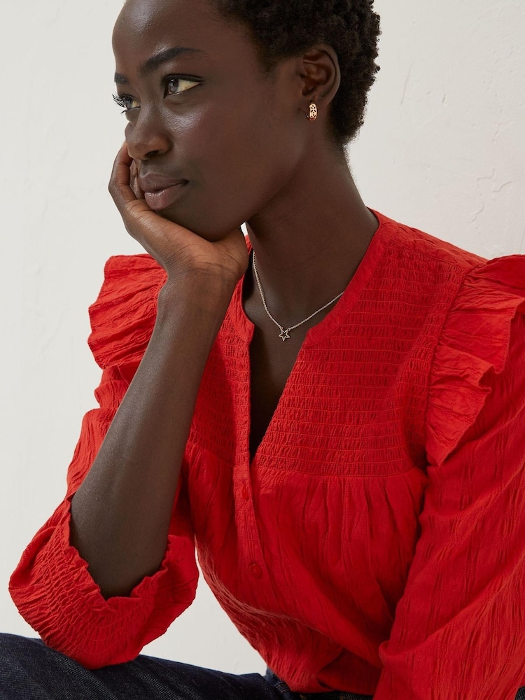 FatFace Red Jay Frill Blouse - Image 1 of 3