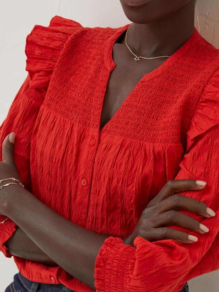 FatFace Red Jay Frill Blouse - Image 3 of 3 FatFace Red Jay Frill Blouse - Image 3 of 3